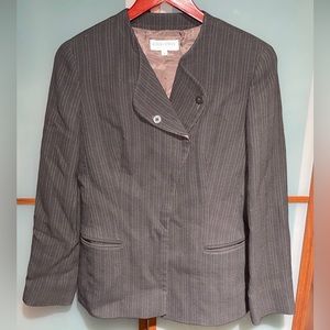 Giorgio Armani Le Collezioni 90s Brown Pinstripe Virgin Wool Blazer Jacket Sz 4